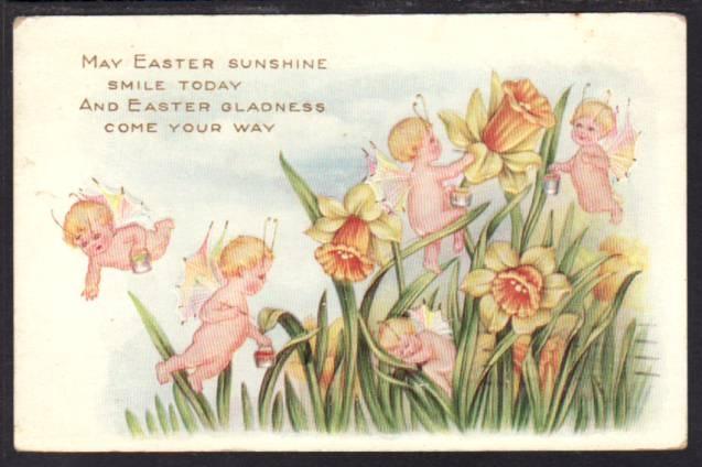 Easter Sunshine Daffadils and Fairies Postcard 4186