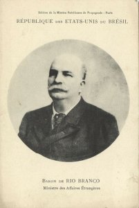 brazil, Minister of Foreign Affairs Baron de Rio Branco (1906) Mission Postcard