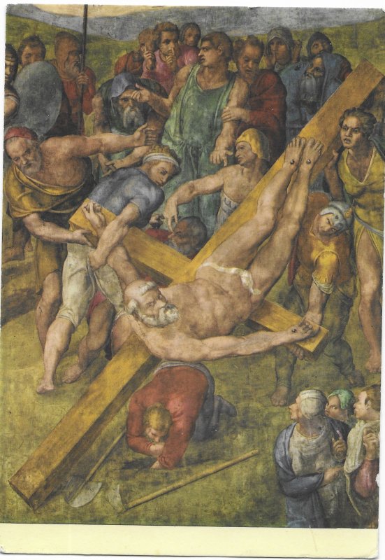 Italy.   Rome - Michelangelo - Crucifixion of Peter.   used, mailed 1967. wow