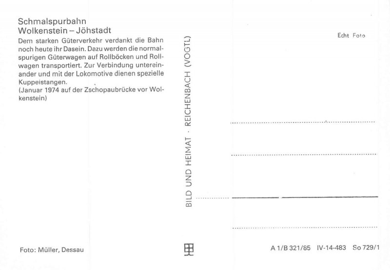Germany Schmalspurbahn Wolkenstein Joehstadt Steam Train Bridge RPPC postcard