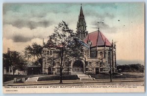 Worcester Massachusetts Postcard Meeting House First Baptist Church 1908 Vintage