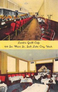 Salt Lake City Utah Lamb's Grill Cage Multi-View Linen Vintage Postcard U5335