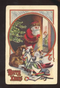 MERRY XMAS SANTA CLAUS TOYS VINTAGE CHRISTMAS POSTCARD ANTHONY KANSAS