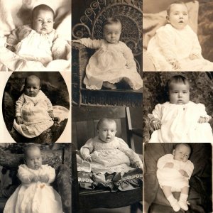 x9 LOT c1910s Baby Portrait Boy Girl Sit Chair RPPC Real Photo PC Children A175