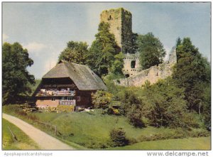 Germany Schwarzwaldhaus mit Ruine Waldau bei Koenigsfeld