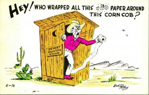 Bob Petley Comic Who Wrapped This Paper Around This Corn Cob Outhouse Postcard