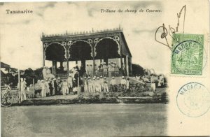 PC MADAGASCAR, TANANARIVE, TRIBUNE DU CHAMP, Vintage Postcard (b37974)