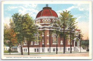 Pontiac MI Central Methodist Church Vintage Postcard Posted 1920s