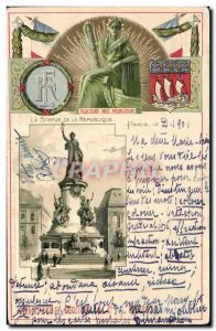 Old Postcard Paris Statue of Republiquelion