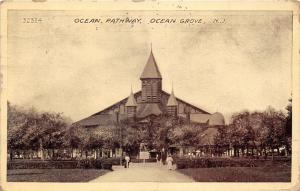 Ocean Grove New Jersey~People on Ocean Pathway~1916 Postcard