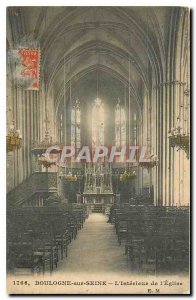 Old Postcard Boulogne sur Seine The Interior of the Church