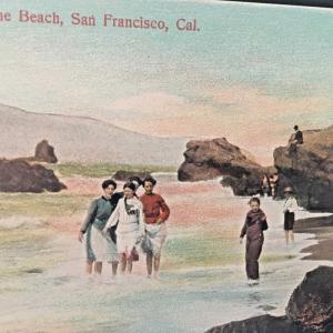 Postcard  Hand Tinted Postcard Bathing at the Beach, San Francisco, CA  Y7