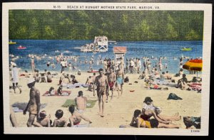 Vintage Postcard 1930-1945 Beach at Hungry Mother State Park, Marion, Virginia