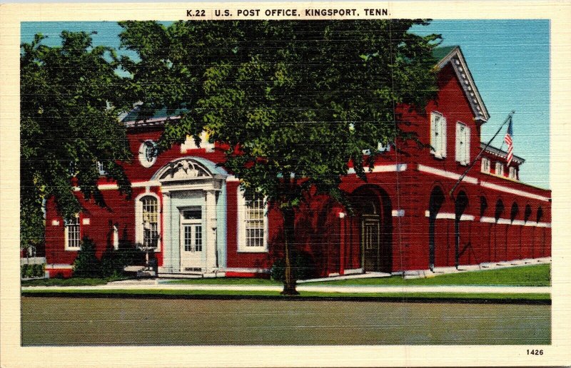 US Post Office Kingsport TN Tennessee Linen Postcard UNP VTG Unused Vintage