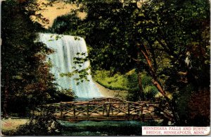 Vtg Minneapolis Minnesota MN Minnehaha Falls and Rustic Bridge 1909 Postcard