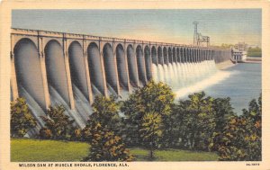 Florence Alabama 1940s Postcard Wilson Dam at Muscle Shoals