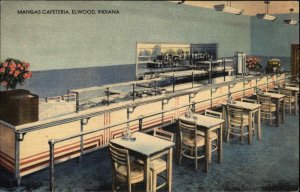 Elwood IN Mangas Cafeteria Linen Restaurant Postcard