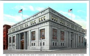 MEMPHIS, Tennessee  TN   BANK OF COMMERCE Second & Monroe  c1920s  Postcard