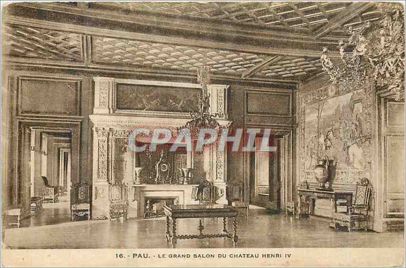 Old Postcard Pau the grand salon of the castle Henri IV