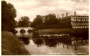 UK - England, Cambridge. Clare Bridge and College.  *RPPC