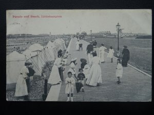 West Sussex LITTLEHAMPTON Parade & Beach showing Windmill c1908 Postcard