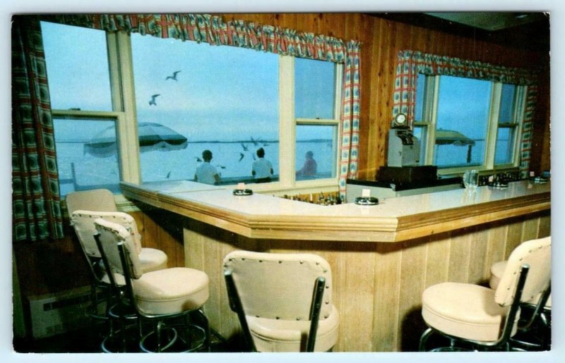 BEACH HAVEN, New Jersey NJ ~ Roadside BAY VIEW MANOR HOTEL Bar c1960s  Postcard