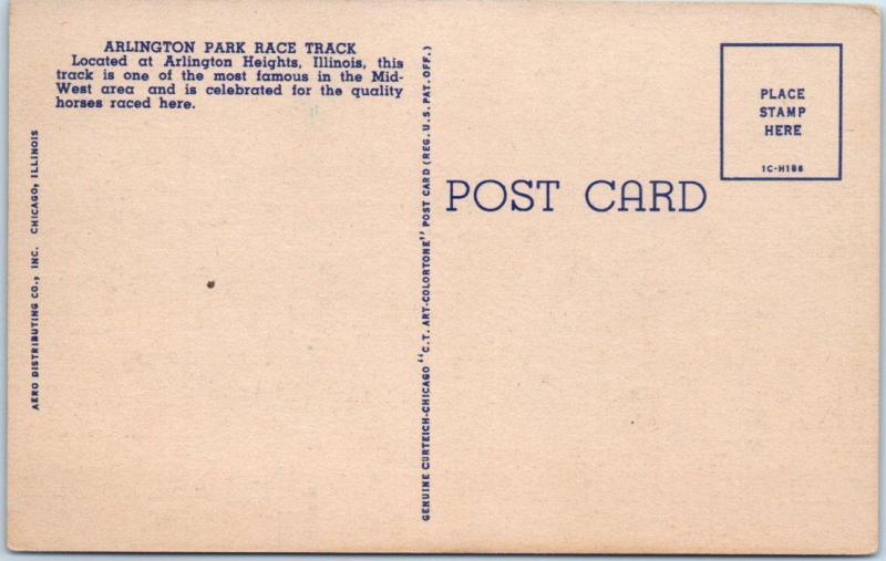 ARLINGTON HEIGHTS, Illinois  IL   ARLINGTON PARK Race Track  c1940s  Postcard