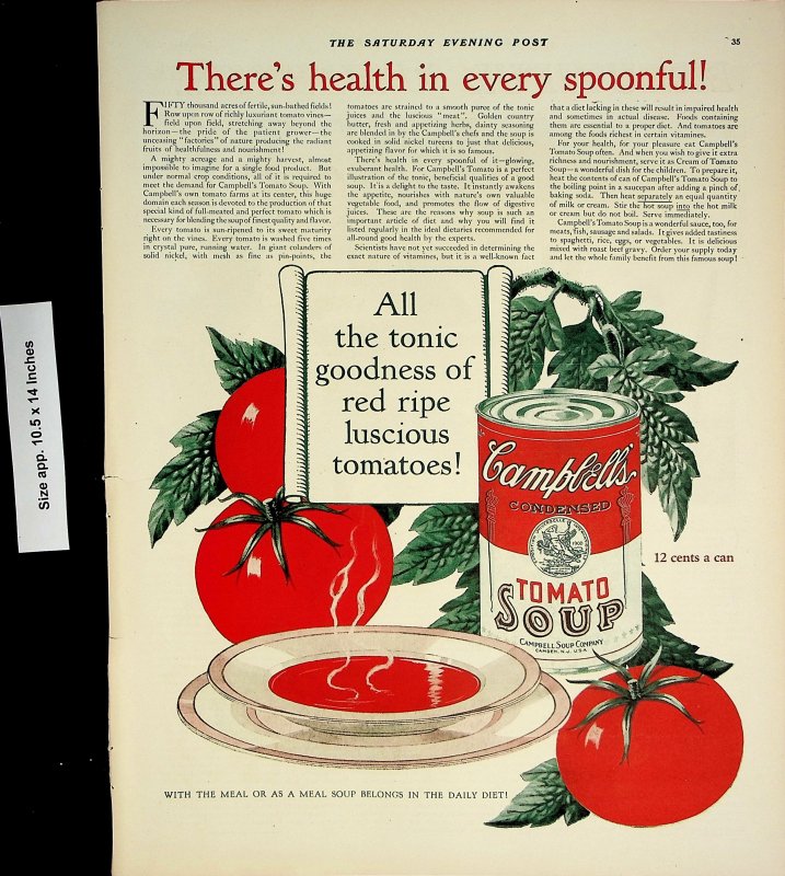 1926 Tomato Soup Campbell's Vintage Print Ad 4487