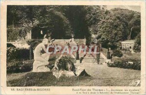 Old Postcard Bagneres de Bigorre Rond Point des Thermes