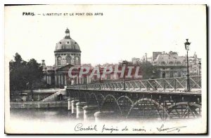 Postcard Old Paris Institute and the Pont des Arts