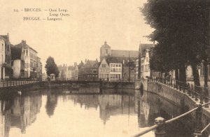 Vintage Postcard 1910's Bruges Quia Long Long Quay Henri George Editeur