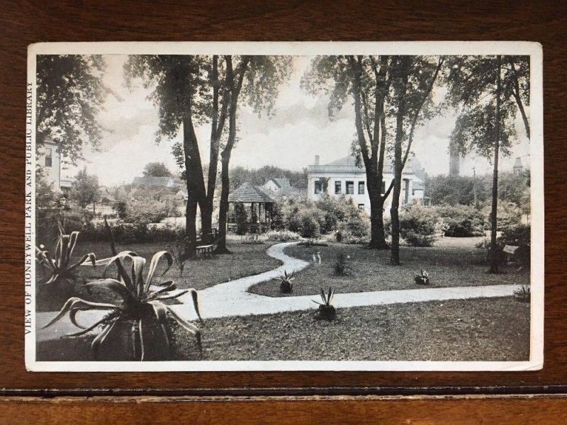 1909 View of Honeywell Park & Public Library, Hoopeston, Illinois IL d9