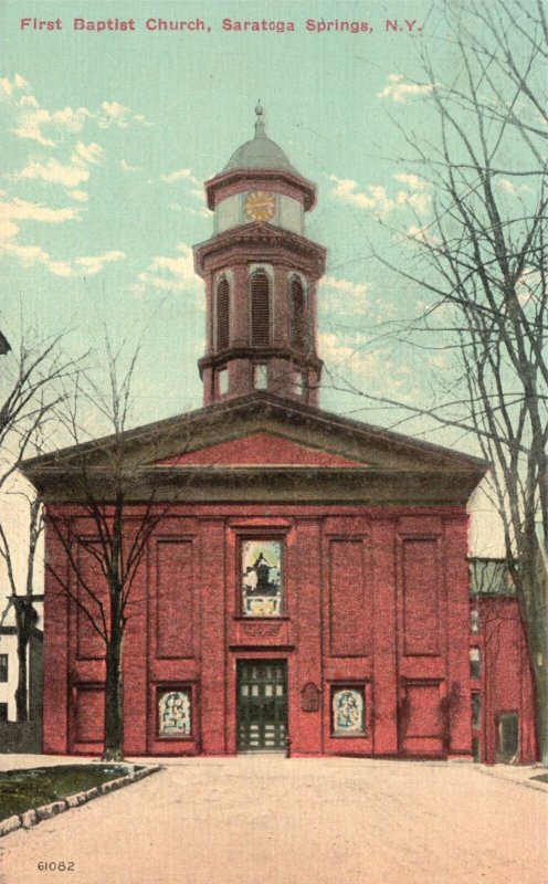 Vintage Postcard 1910's First Baptist Church Saratoga Springs New York NY