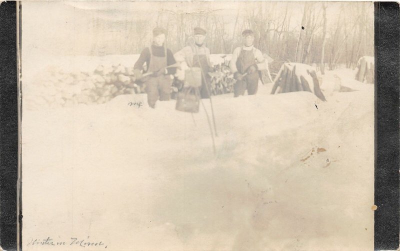 J17/ Glencoe Minnesota RPPC Postcard c1910 Men Splitting Firewood  21