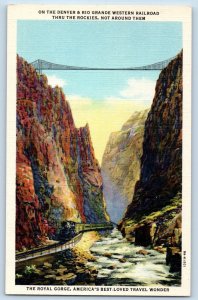 Pueblo Colorado Postcard Rio Grande Railroad Royal Gorge c1940 Vintage Antique