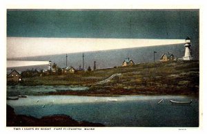Postcard LIGHTHOUSE SCENE Cape Elizabeth Maine ME AP4622