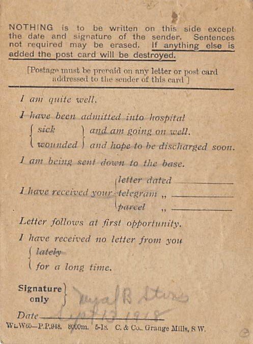 Admitted into Hospital small 1918 