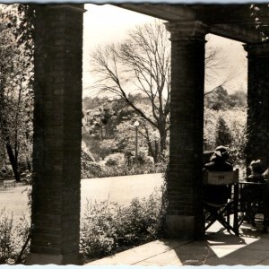 c1959 Harrogate UK RPPC Valley Gardens Colonnade Park Seating Oversized PC 8P