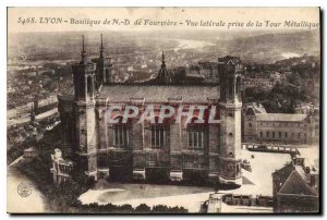 Old Postcard Lyon Basilica of Our Lady of Fourviere Lateral view taken from t...