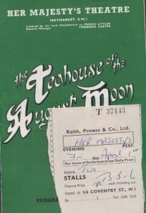 Teahouse Of The August Moon Dickie Henderson William Sylvester Theatre Programme