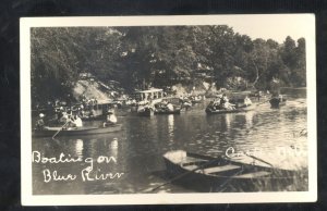 RPPC CRETE NEBRASKA BOATING ON BLUE RIVER VINTAGE REAL PHOTO POSTCARD