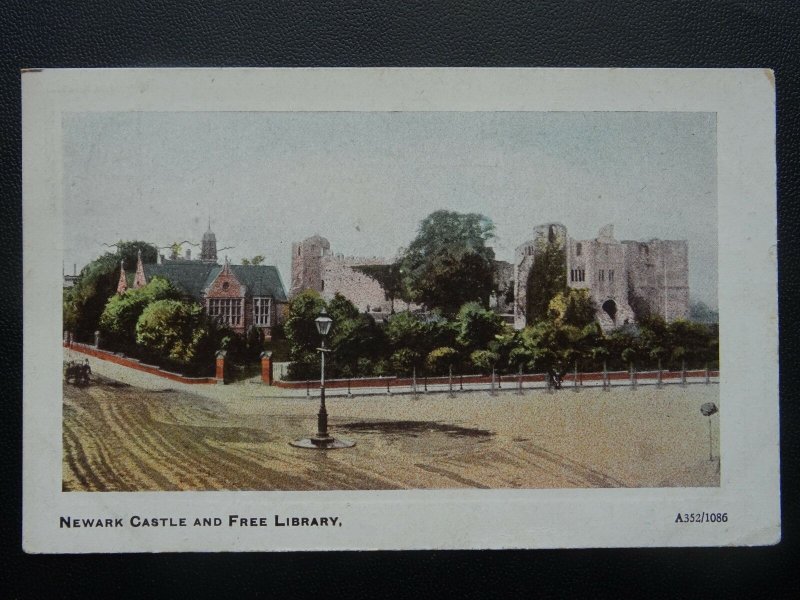 Nottinghamshire NEWARK CASTLE & FREE LIBRARY c1920's Postcard by Arcadian