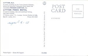 Lytton, BC Canada  LYTTON PINES MOTEL 1968 Roadside Chrome Postcard