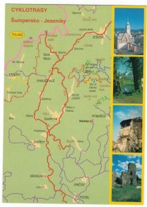 Czech Republic 2002 Unused Postcard Jesenik Mountains Map of Bicycle Routes