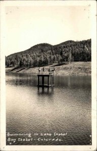 Swimming Lake Isabel San Isabel Colorado CO Real Photo Postcard