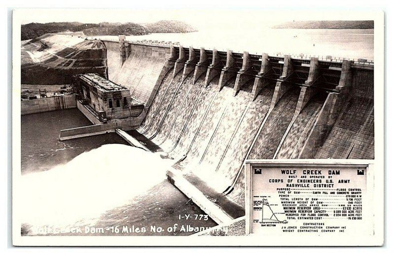 RPPC Wolf Creek Dam near Albany, KY Real Photo Postcard *7C(2)3