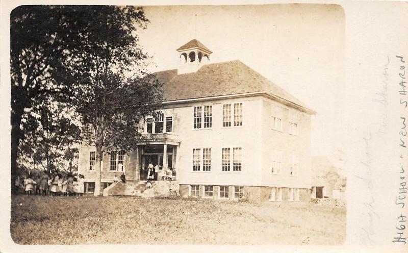 F21/ New Sharon Maine RPPC Postcard 1915 High School Building