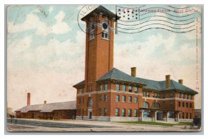 Postcard IA Sioux City Iowa C&NW Passenger Railroad Train Station c1909 View L26