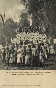 chile, Quilakahuin Indian Mission Station, First Communicants (1910s) Postcard