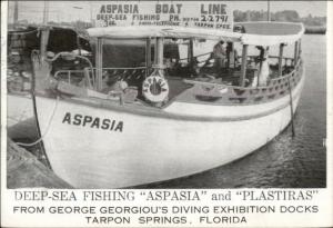 Tarpon Springs FL Deep Sea Fishing Boat Aspasia Postcard